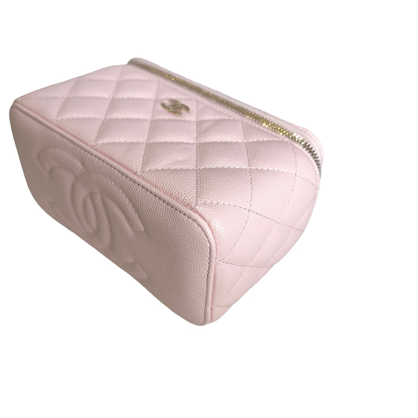 Used CHANEL Quilted Caviar Long Vanity Case Vanity case Pink