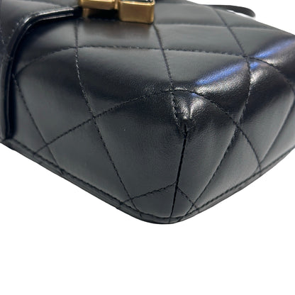 Used CHANEL Quilted Lambskin Plexi Box Bag Shoulder Bag Black Gold