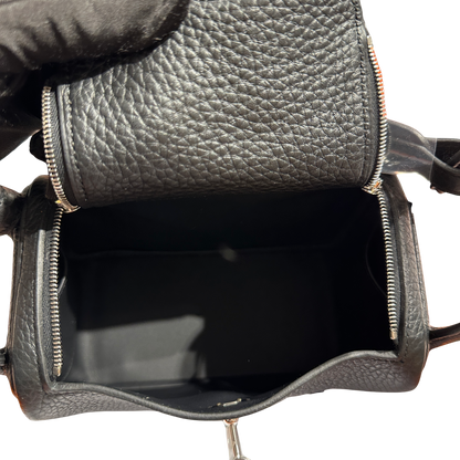 Brand New HERMES Clemence Leather Lindy Mini Handbag Black