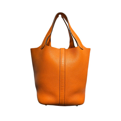 Used HERMÈS TC Picotin 18 Handbag Orange (93) PHW