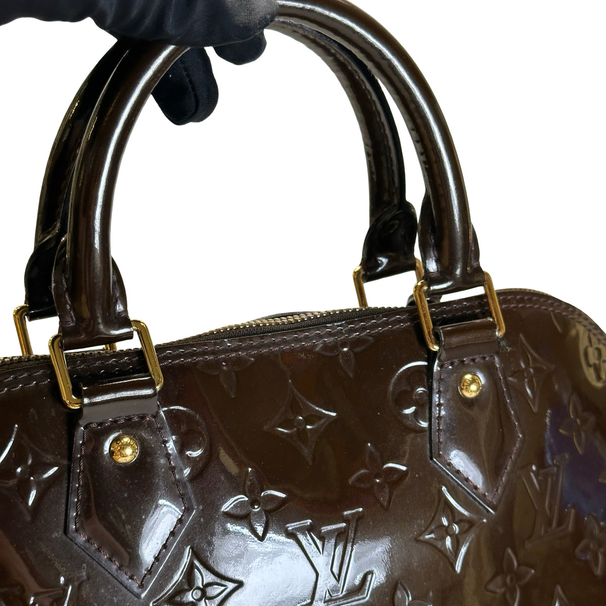Used LOUIS VUITTON Monogram Vernis Alma Handbag Amarante