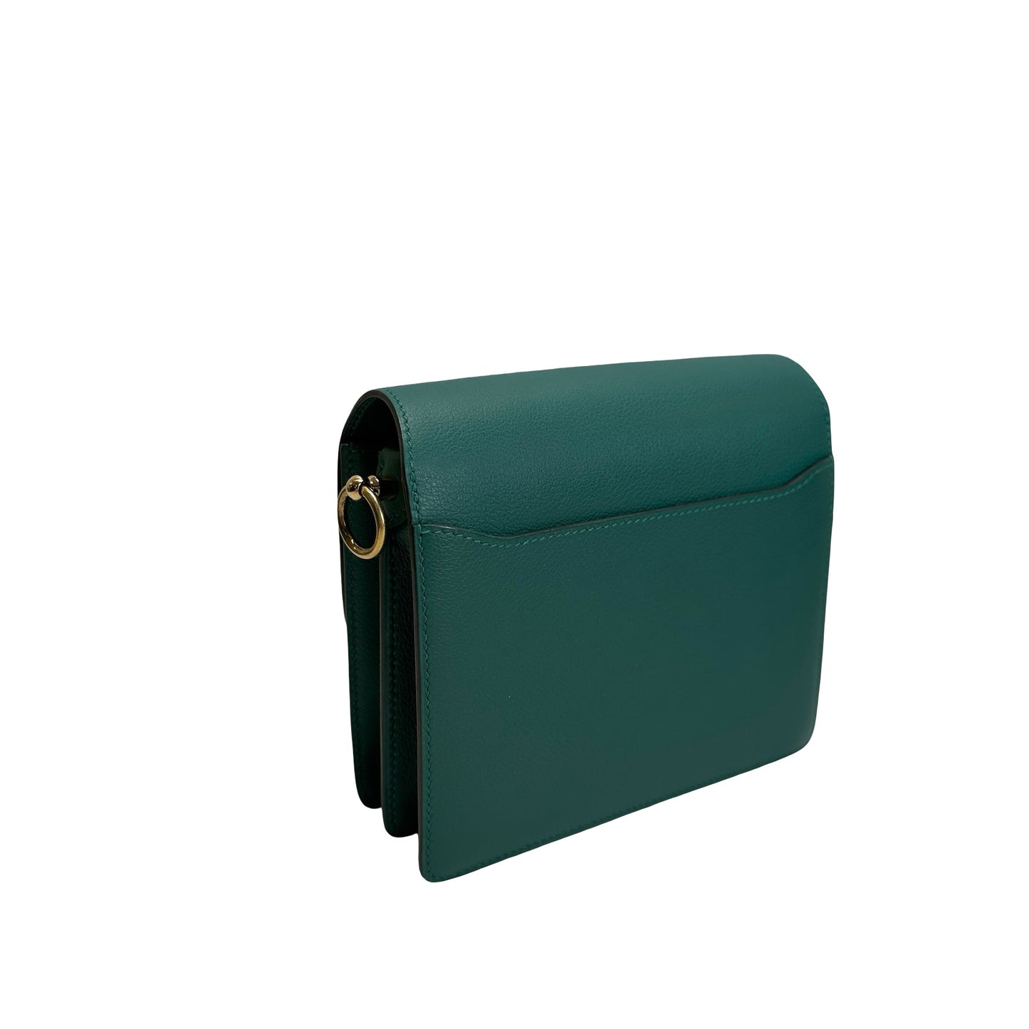 Used HERMES Clemence Mini Roulis Crossbody Bag Green Gold