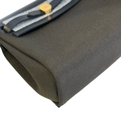 Brand New HERMES Canvas Leather Herbag Zip Shoulder Bag Black Gold