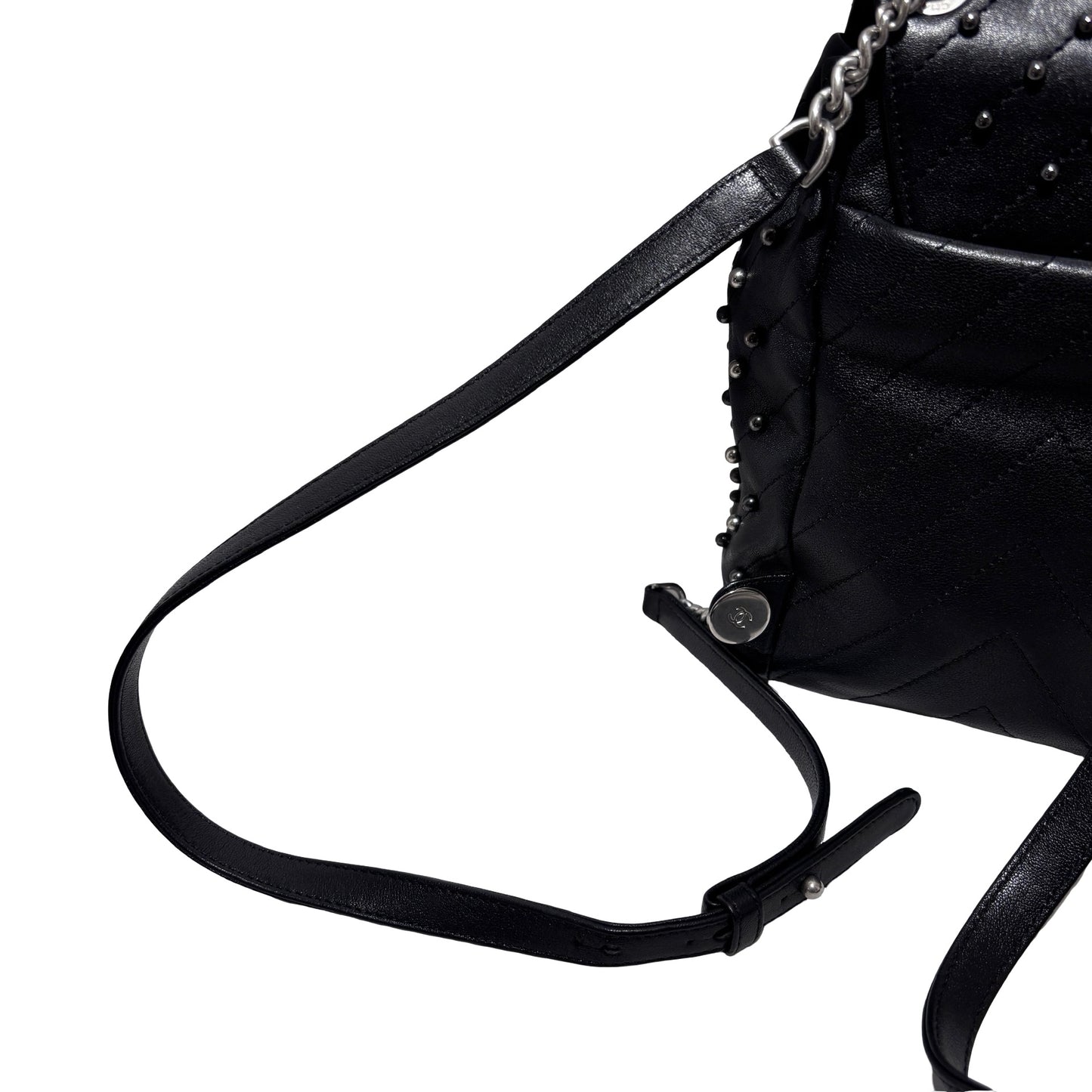 Used CHANEL Lambskin Studded Stud Wars Backpack Backpack Black Silver
