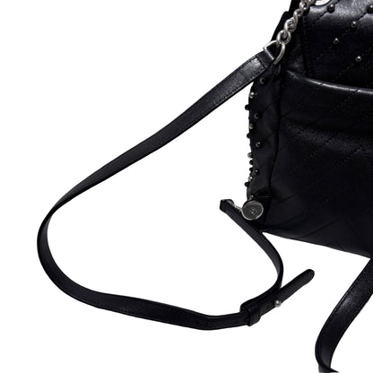 Used CHANEL Lambskin Studded Stud Wars Backpack Backpack Black Silver