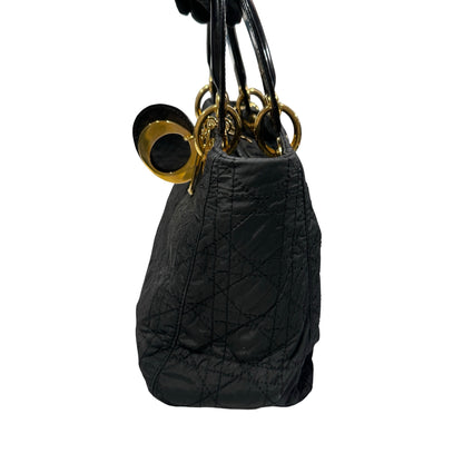 Used DIOR micro lady dior VINTAGE Handbag Black GHW