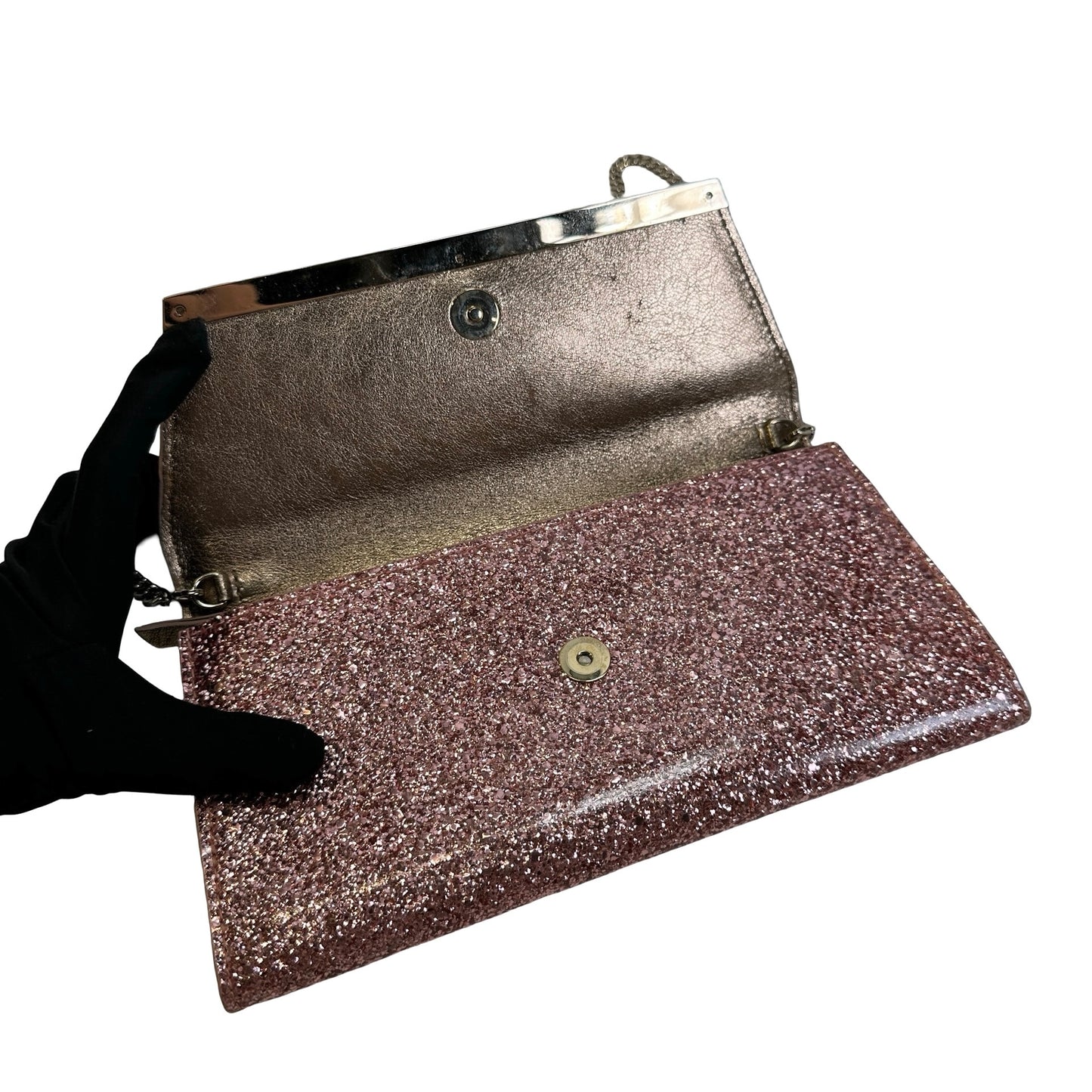 Used JIMMY CHOO Glitter Glitter Bag Clutch Pink