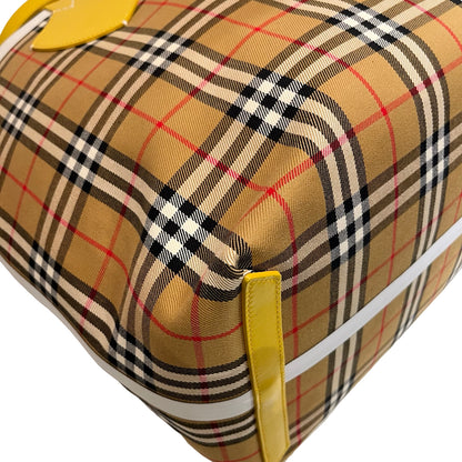 Used BURBERRY Canvas Large Tote Shopper Yellow White Shopper Bag