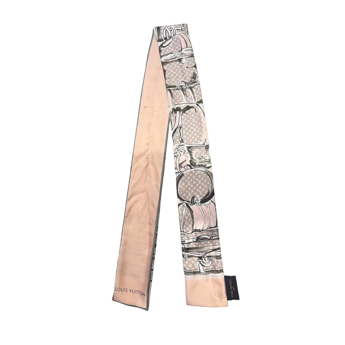 Used LOUIS VUITTON Twilly Pink White Black Beige