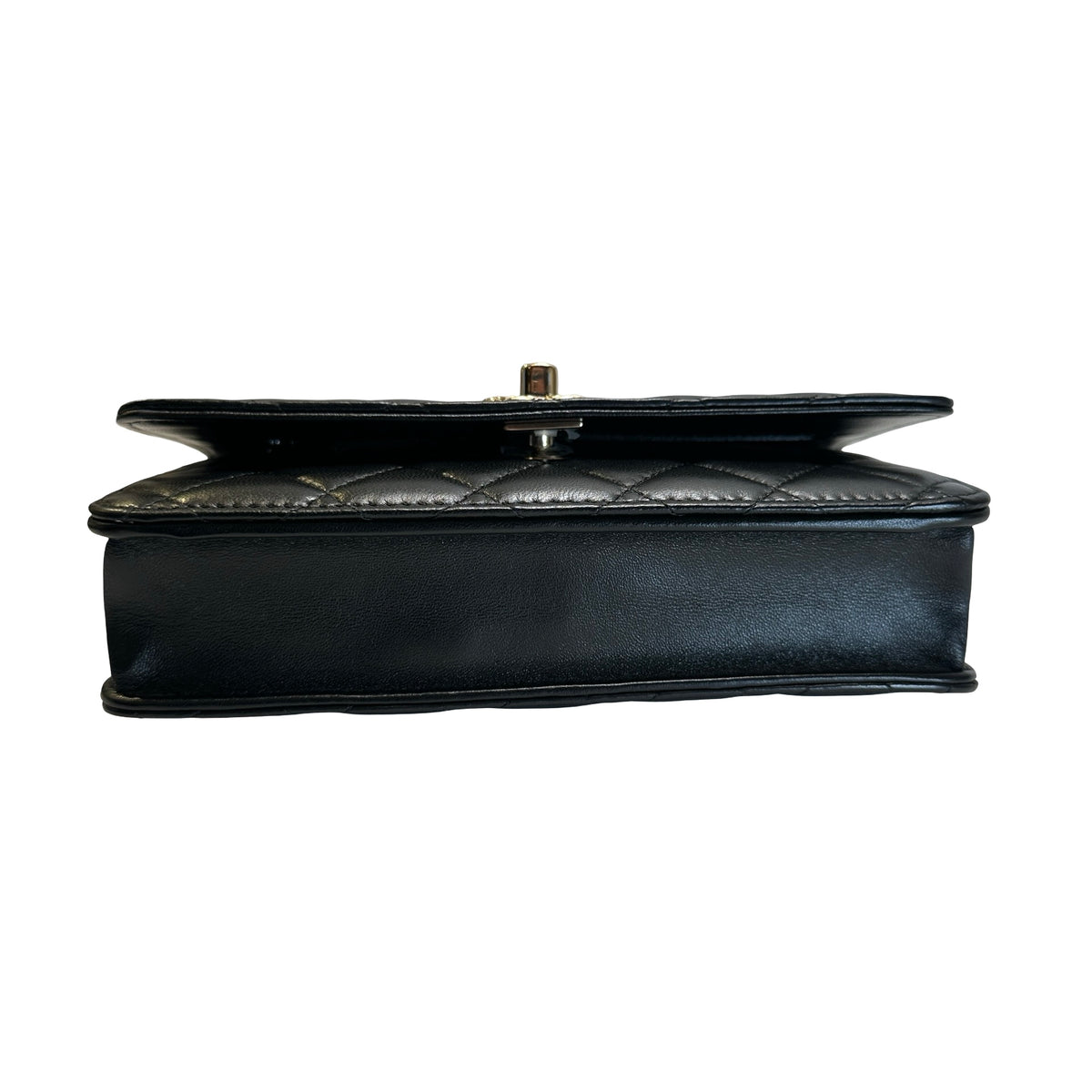 Used CHANEL Quilted Lambskin Wallet on chain Wallet on chain Black Gold