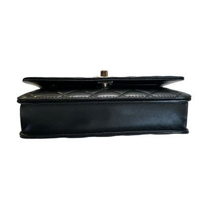 Used CHANEL Quilted Lambskin Wallet on chain Wallet on chain Black Gold