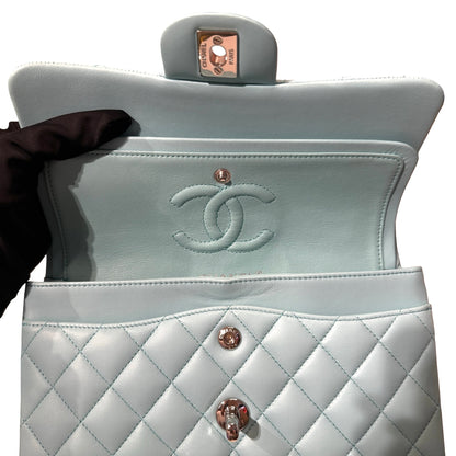 Used CHANEL Lambskin Leather CF 23 Shoulder Bag Blue PHW