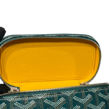 Used GOYARD Canvas Vanity Case Cross Body Bag Green PHW