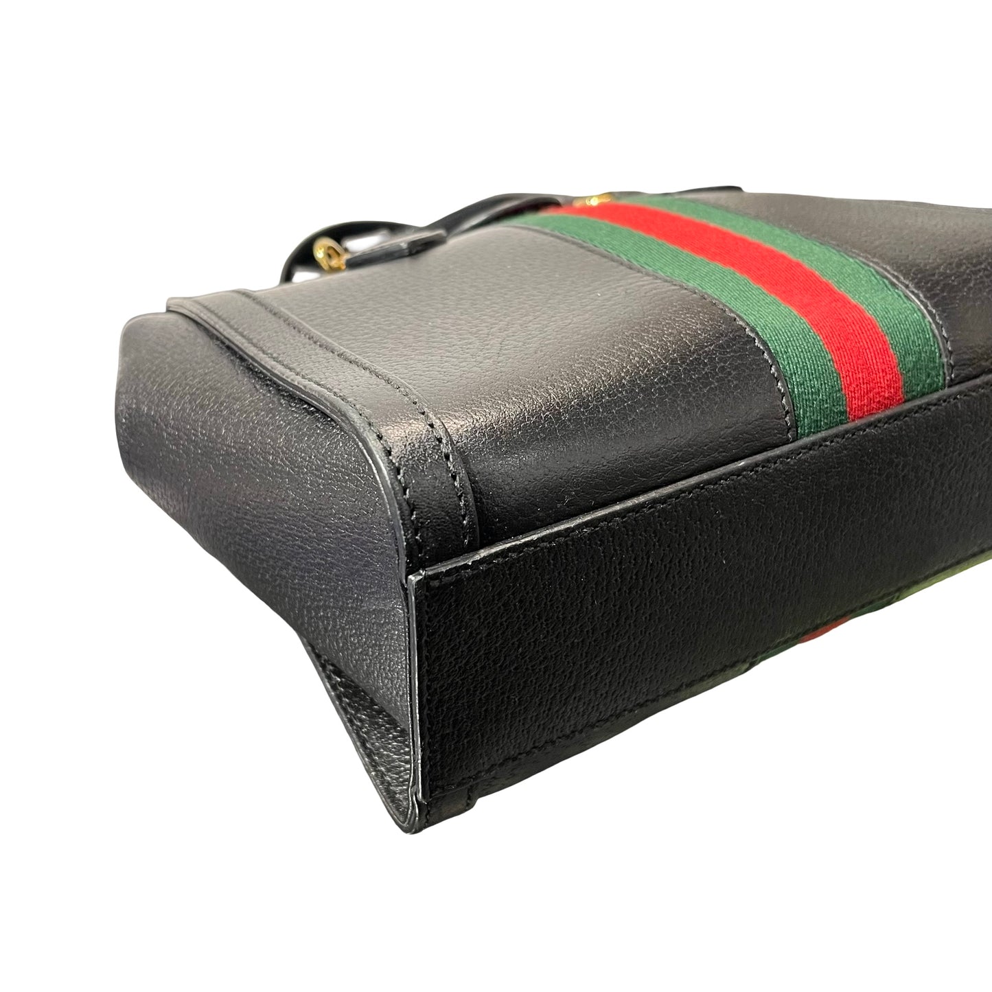 Used GUCCI Calfskin Leather Ophidia Cross Body Bag GHW Black