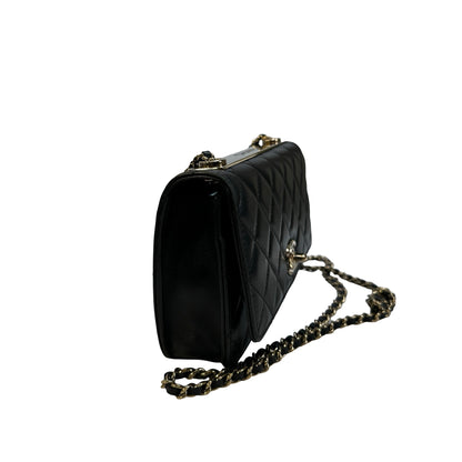 Used CHANEL Quilted Leather Wallet On Chain Wallet on chain Black