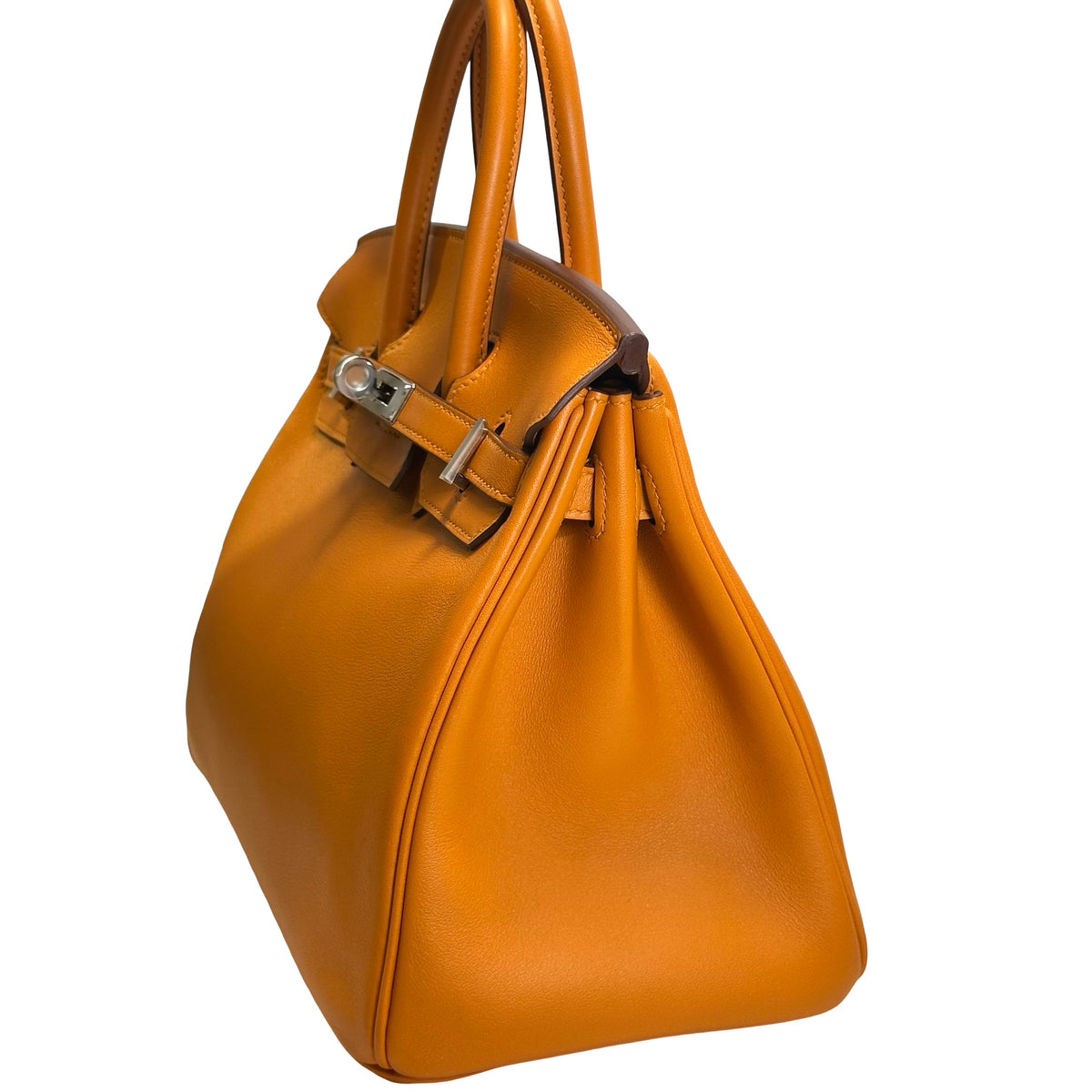 Used HERMES Swift Birkin 25 Handbag Orange PHW