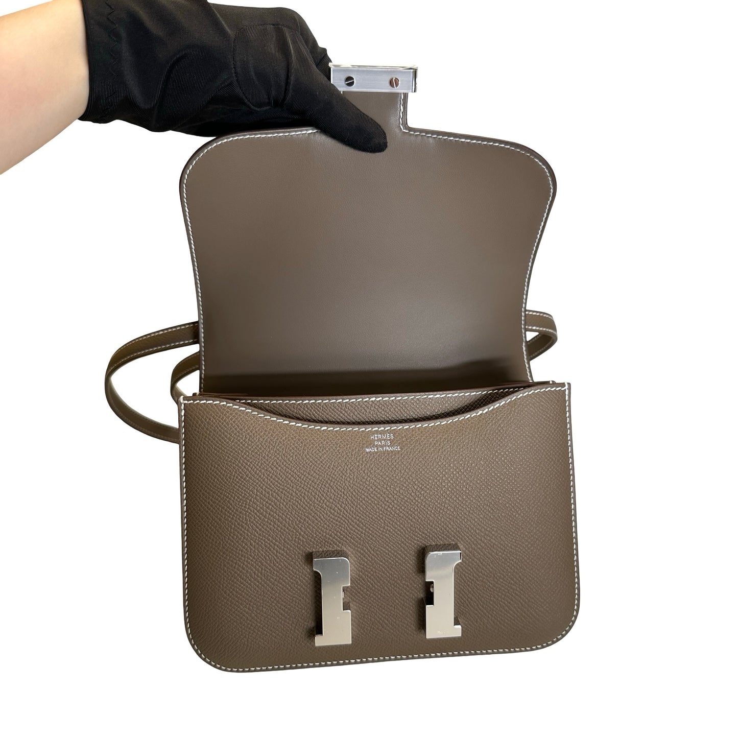 Brand New HERMES Epsom Mini Constance Shoulder Bag Etoupe PHW