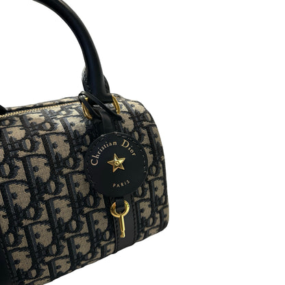 Used DIOR Boston Cross Body Bag Navy GHW