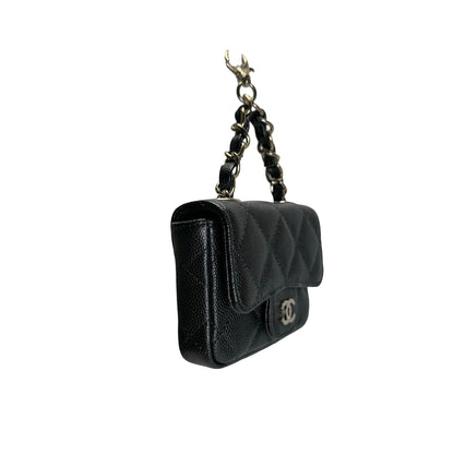 Used CHANEL Quilted Caviar Mini Flap Bag Mini Bag Black Gold Hardware