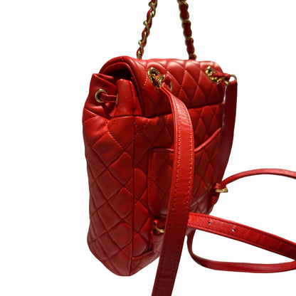 Used CHANEL Lambskin Urban Spirit Backpack Backpack Red