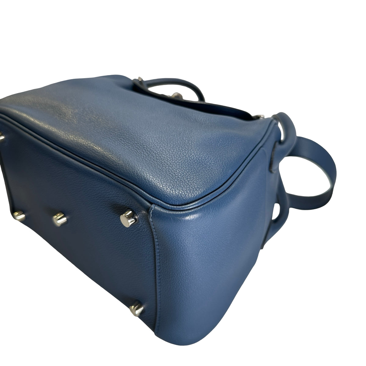 Used HERMES Leather Lindy 26 Handbag Blue PHW