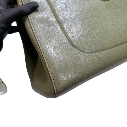 Used CHANEL Calfskin Leather Tote Bag Green