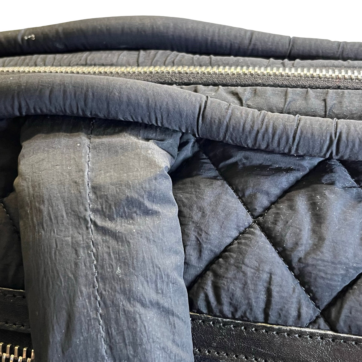 Used CHANEL Quilted Nylon Coco Cocoon Travel Bag Black PHW
