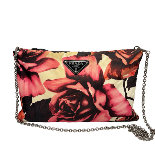 Used Prada Nylon Cross body Cross Body Bag PHW Black Pink