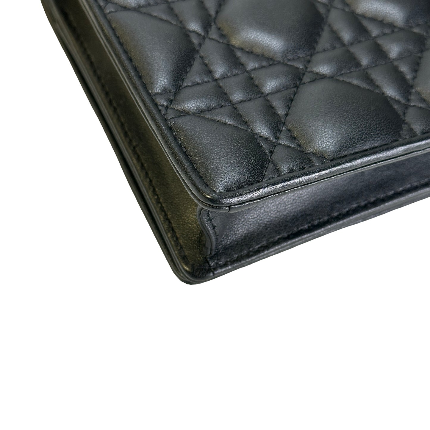 Used DIOR Cannage Lady Dior Crossbody Bag Black GHW