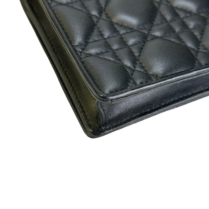 Used DIOR Cannage Lady Dior Crossbody Bag Black GHW