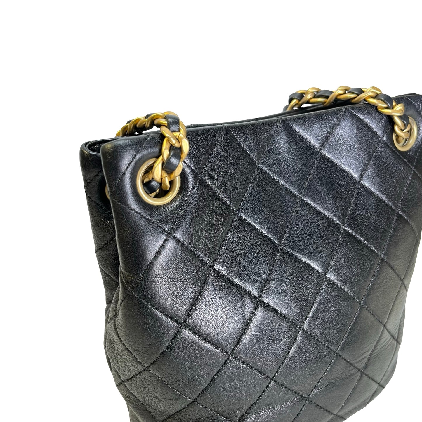 Used CHANEL Lambskin 23C Bucket Bag Black GHW