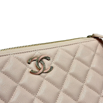 New CHANEL Calfskin Leather Card Case GHW Light Pink