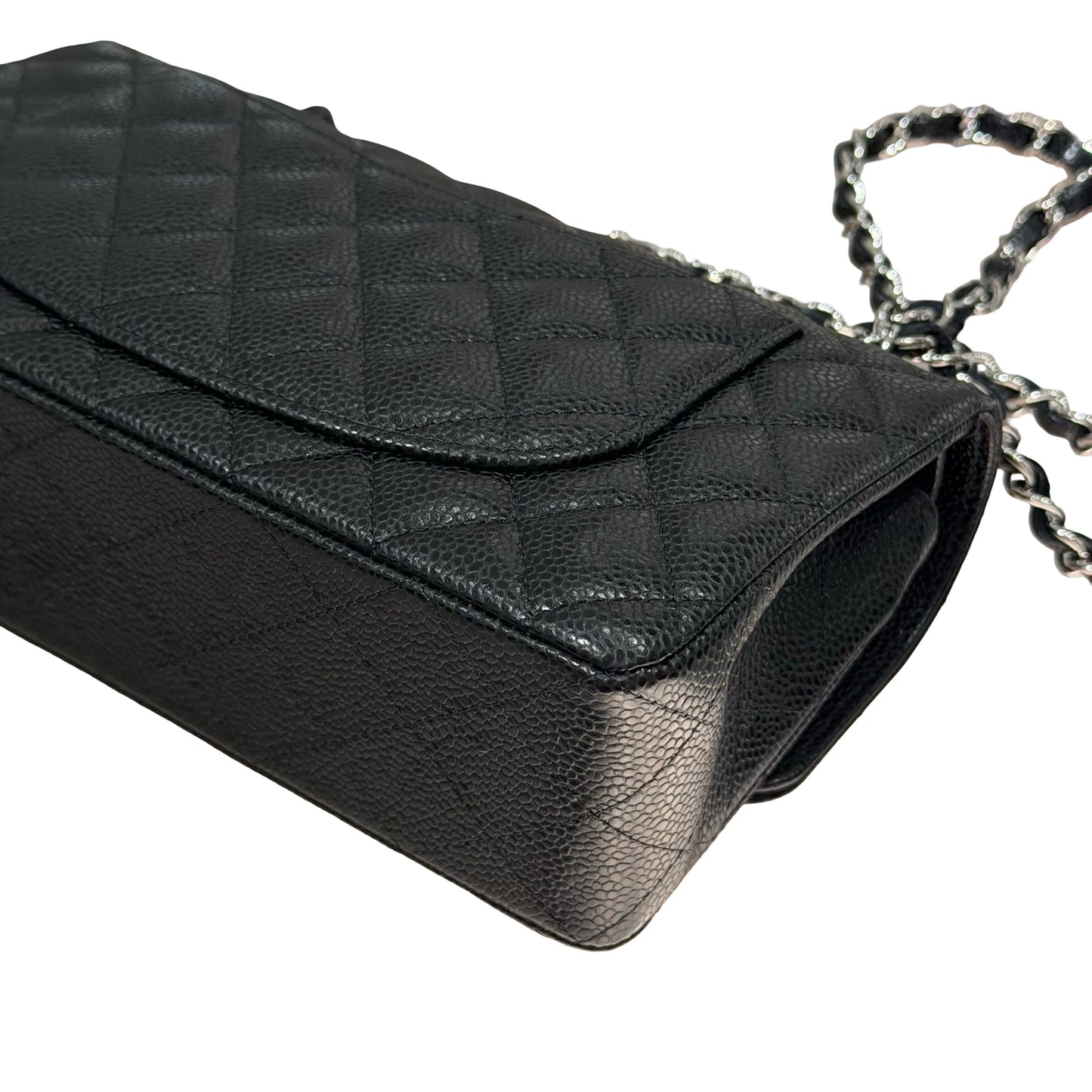 Used CHANEL Calfskin Leather CF 23 Shoulder Bag Black PHW