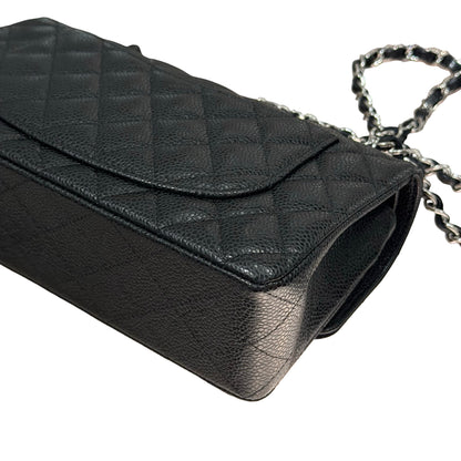 Used CHANEL Calfskin Leather CF 23 Shoulder Bag Black PHW