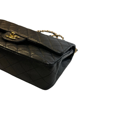 Used CHANEL Calfskin CF 25 Chain Shoulder Bag Black GHW