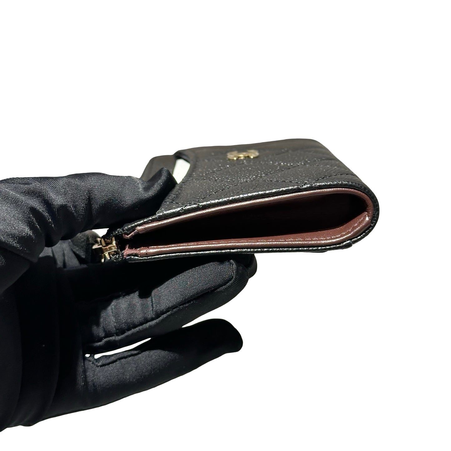 New CHANEL Calfskin Leather Wallet Black GHW