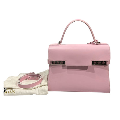 Used DELVAUX Calfskin Leather Tempete MM Shoulder Bag Pink GHW