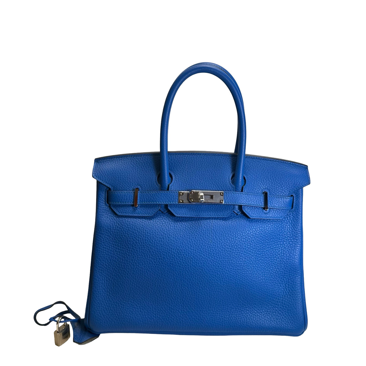 Used HERMES Togo Birkin 30 Handbag Blue PHW