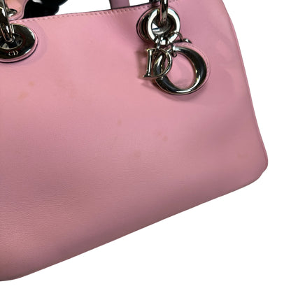 Used DIOR Calfskin Lady Dior Handbag Pink PHW