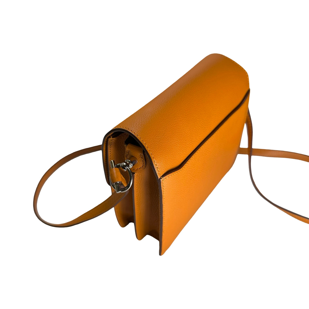 Used HERMES Leather Mini Roulis Crossbody Bag Orange