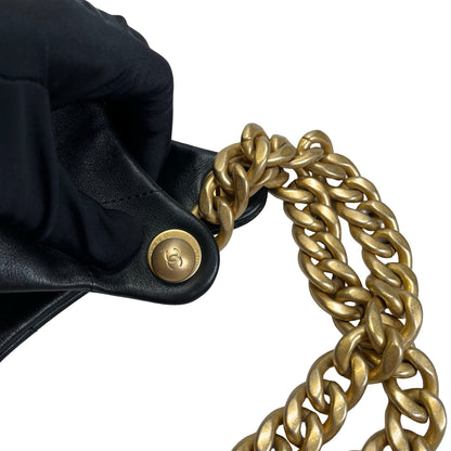 Used CHANEL Quilted Hobo Bag Hobo Bag Black Gold Hardware