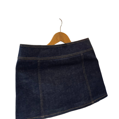 Used CÉLINE Cotton Triomphe Button Skirt Clothes Navy Blue