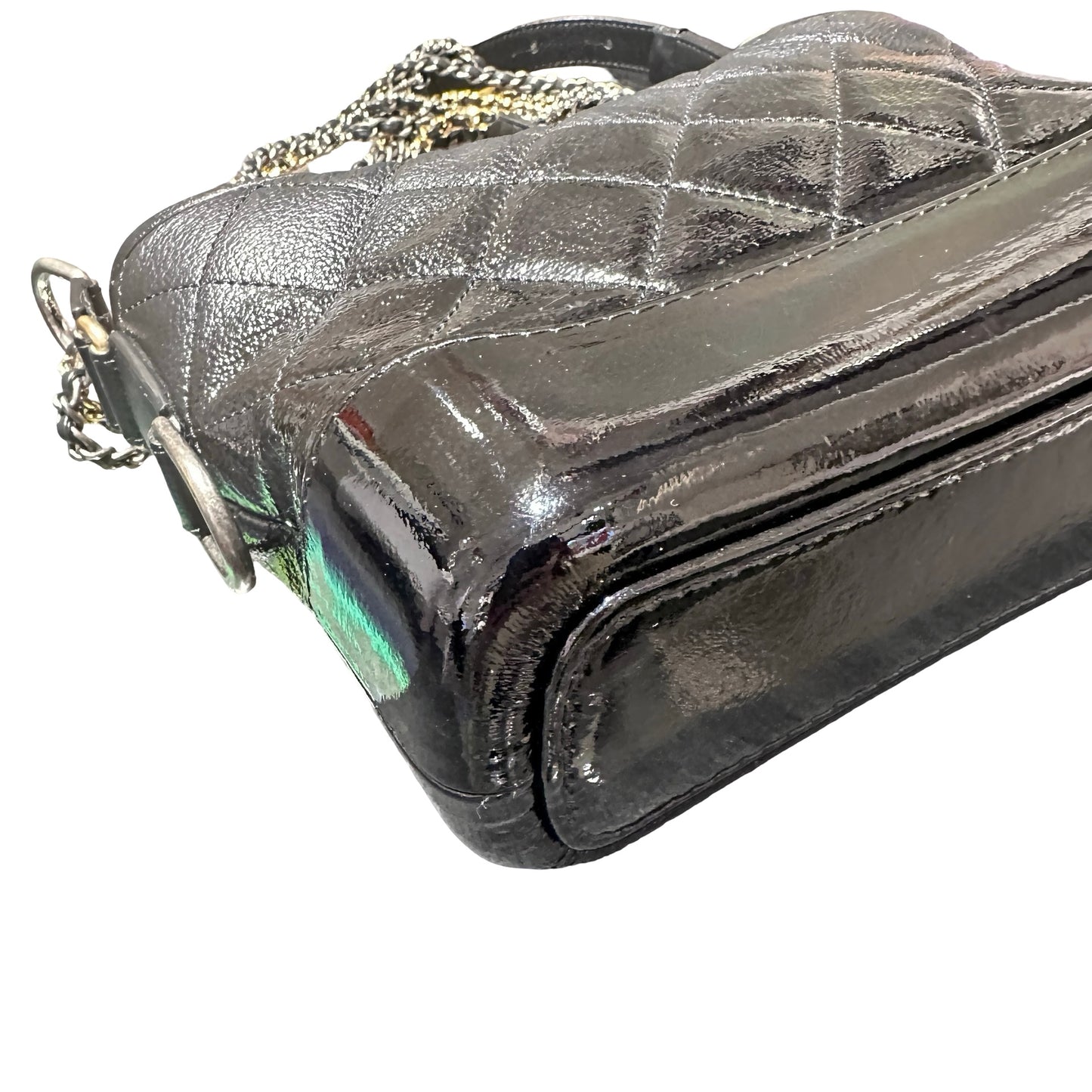 Used Chanel Calfskin Leather Gabrielle small Shoulder Bag GHW Black