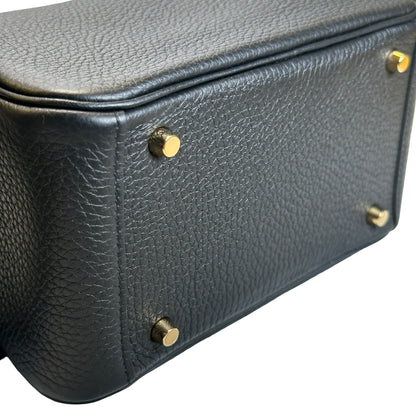 Brand New HERMES Leather Mini Lindy Handbag Black GHW