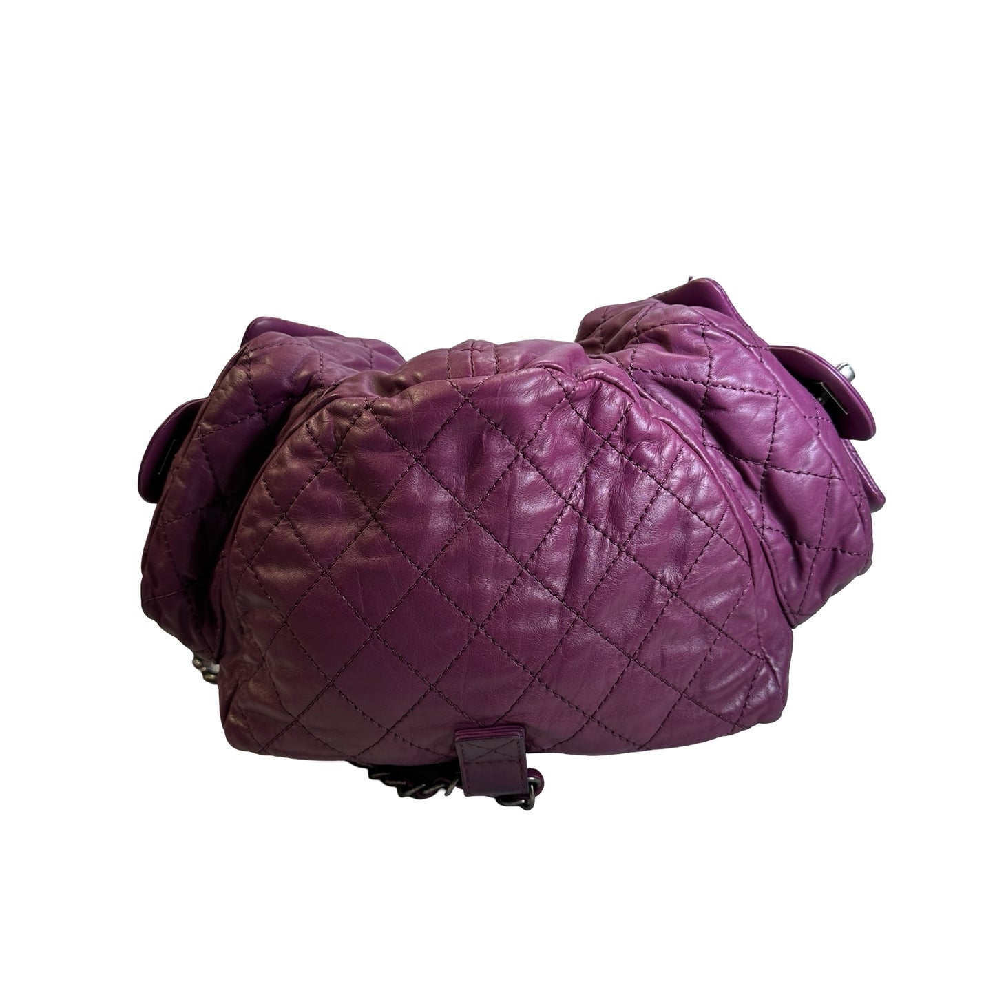 Used CHANEL Quilted Leather Backpack Backpack Purple