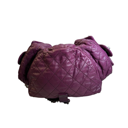 Used CHANEL Quilted Leather Backpack Backpack Purple
