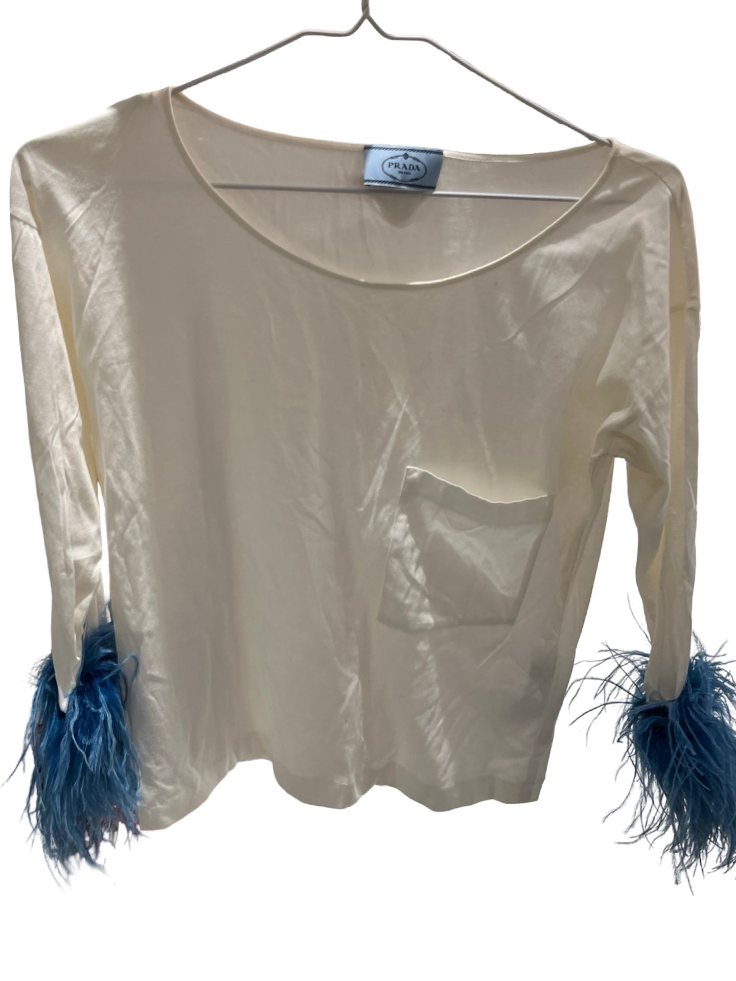 Used PRADA Fur Long Sleeve Clothes Blue