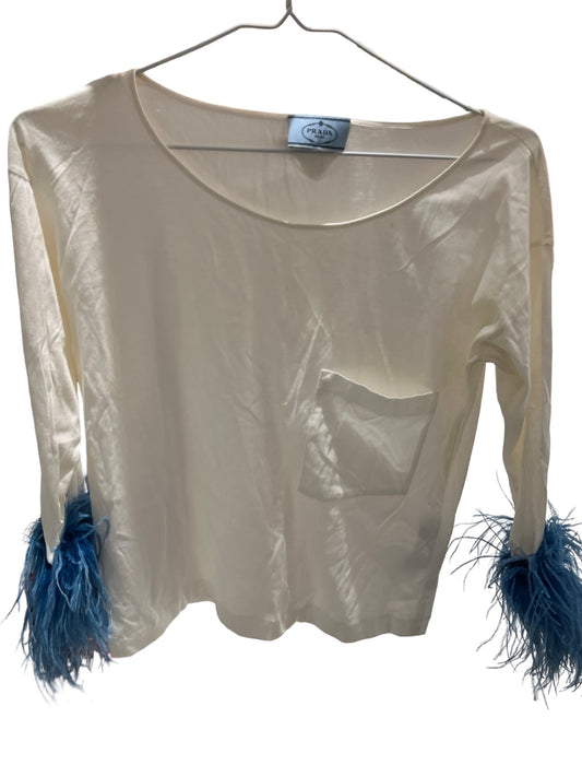 Used PRADA Fur Long Sleeve Clothes Blue