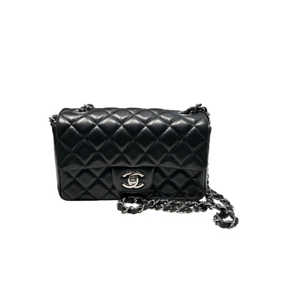 Used CHANEL MINI FLAP 20 CM Shoulder Bag Black PHW