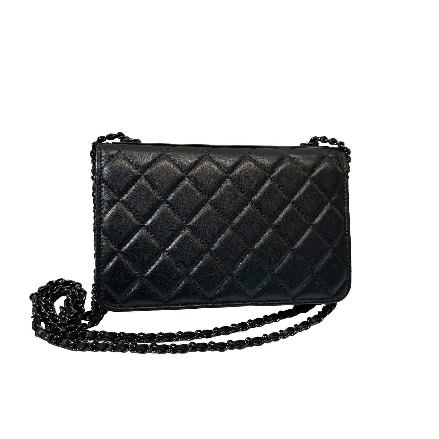 Used Chanel Lambskin Leather WOC Cross Body Bag So Black